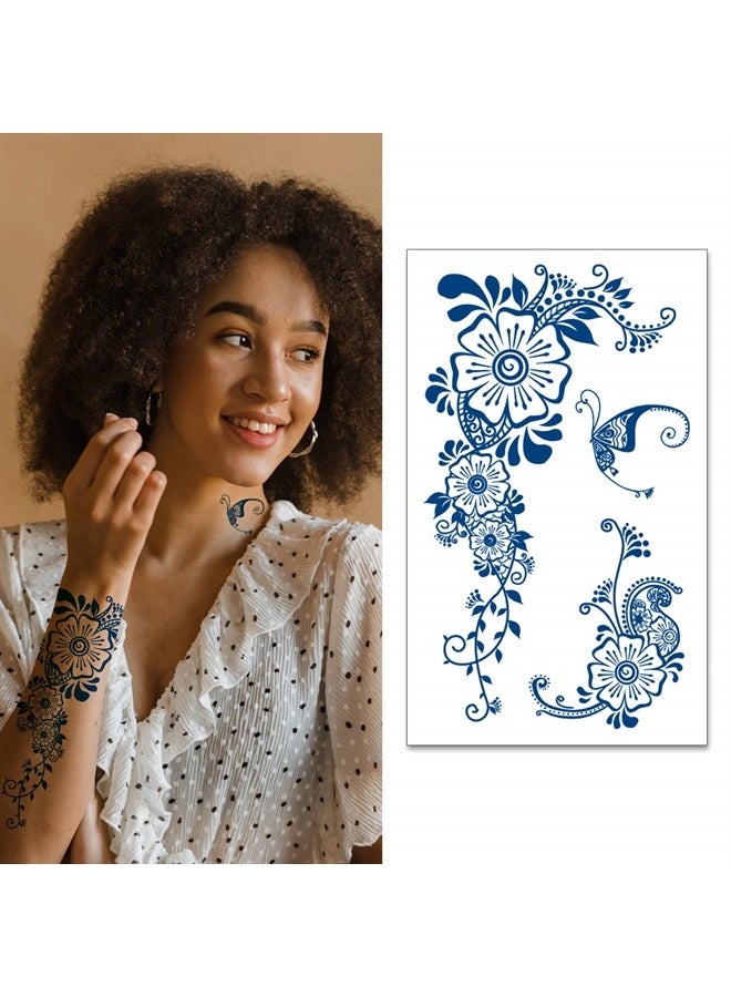 Aresvns Temporary Tattoo for Men & Women,Semi-Permanent Tattoos Waterproof and Long-Lasting 2 Weeks,Dark Blue Realistic Fake Tattoos Christmas Gift - Image 2