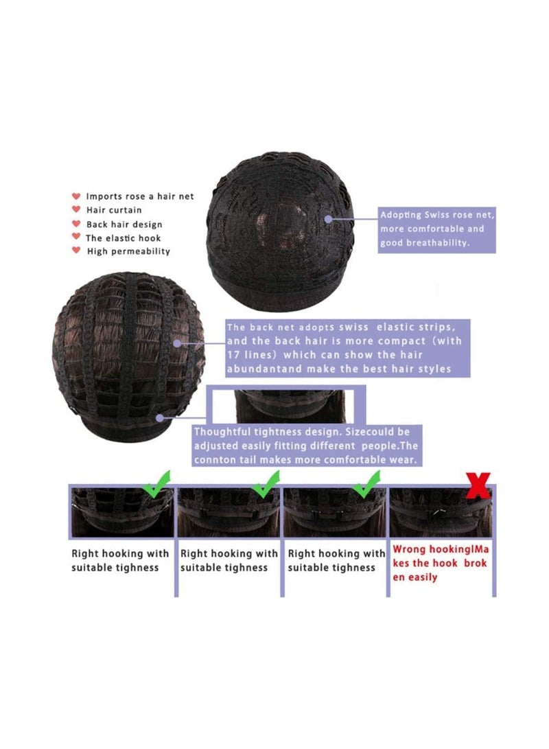 إستيل شعر مستعار طويل مموج مع غرة، شعر مستعار صناعي عالي المقاومة للحرارة، شعر مستعار مجعد ومموج للنساء والفتيات، شعر مجعد ذو مظهر طبيعي وجميل (متوسط، بني داكن) - Image 5