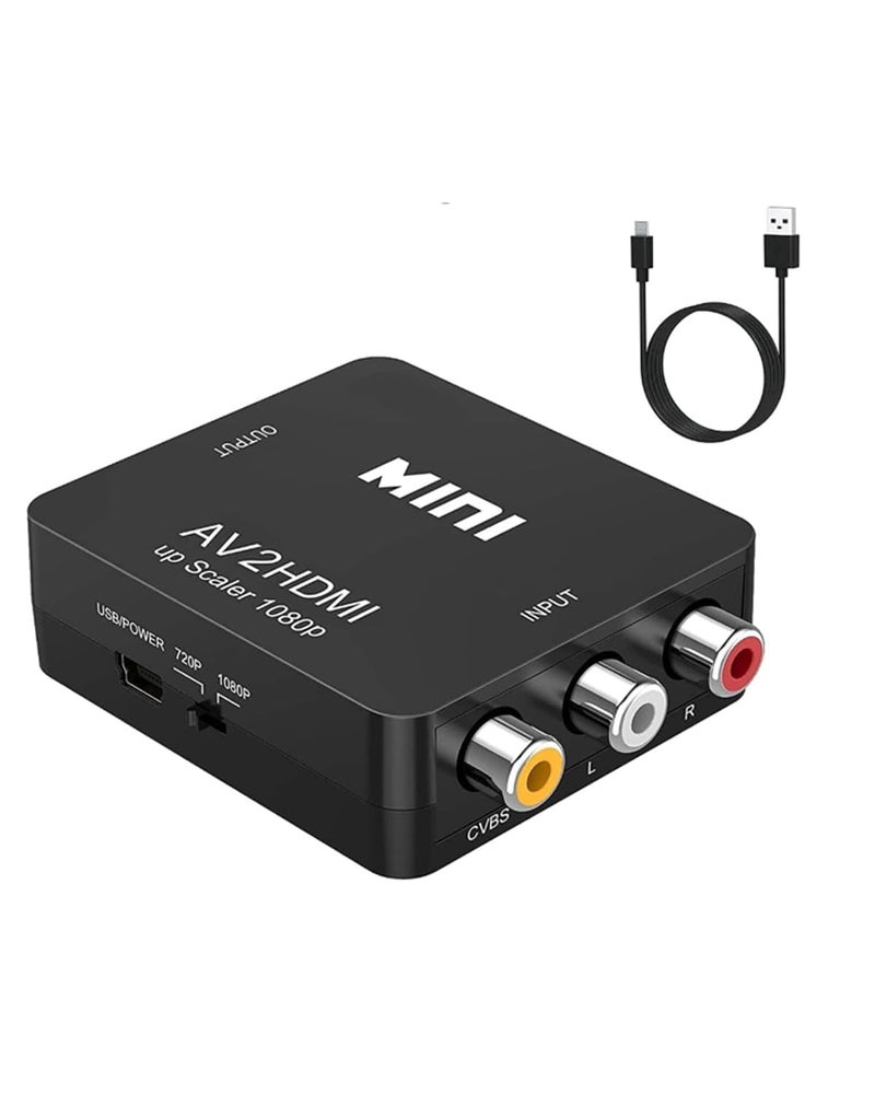ABLEWE RCA to HDMI,AV to HDMI Converter, 1080P Mini RCA Composite CVBS Video Audio Converter Adapter Supporting PAL/NTSC for TV/PC/ PS3/ STB/Xbox VHS/VCR/Blue-Ray DVD Players - Image 1