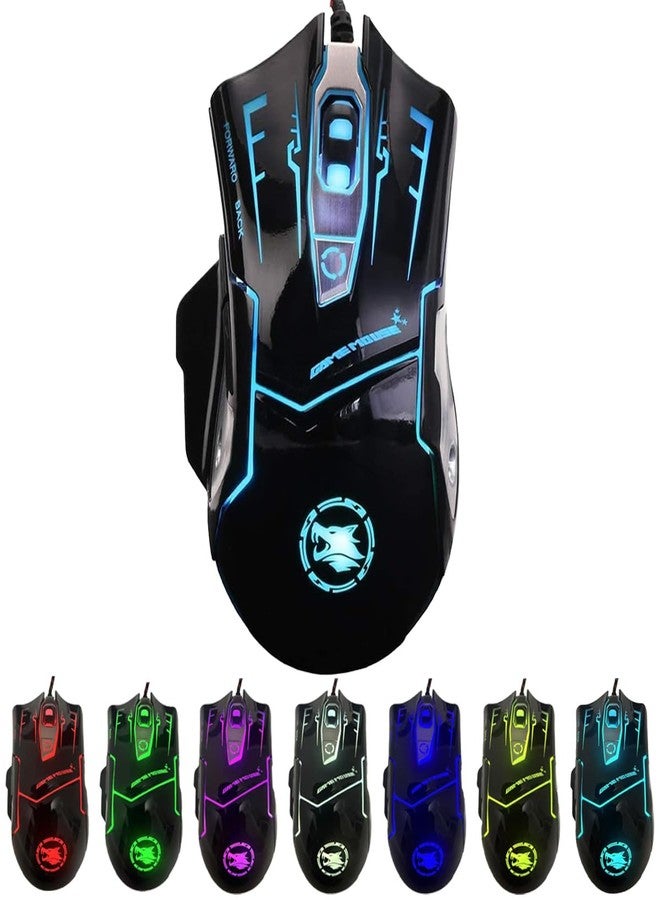 KDator RGB Light up Wired Gaming Mouse for Computer - Durable USB Led Laptop Mice w/ 7 Color Backlit, 4 Adjust DPI Up to 3200 for Gaming, Silent & Stable PC Corded Mouse for Mac MacBook Windows Linux PS4 - Image 1
