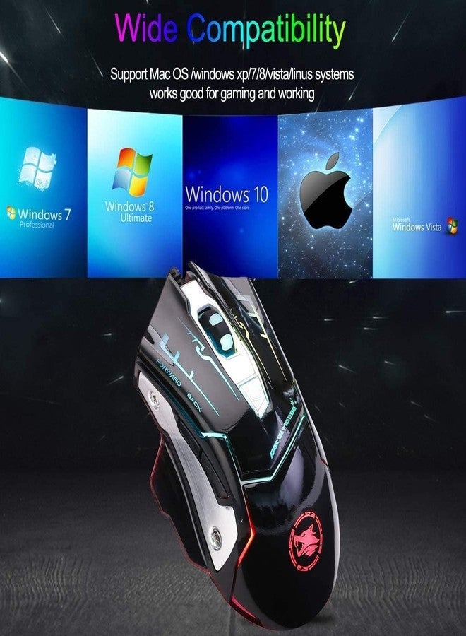 KDator RGB Light up Wired Gaming Mouse for Computer - Durable USB Led Laptop Mice w/ 7 Color Backlit, 4 Adjust DPI Up to 3200 for Gaming, Silent & Stable PC Corded Mouse for Mac MacBook Windows Linux PS4 - Image 5