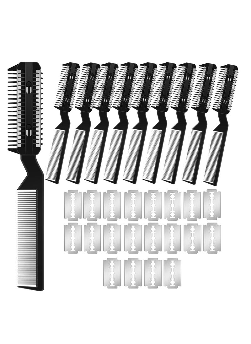 Excefore - Dogs Hair Grooming Trimmer Comb, 10 Pieces Razor Comb, with 20 Extra Blades Manual Dog Hair Trimmer Comb Double Edge Razor for Cats and Dogs With All Hair Types (Black) - Image 1
