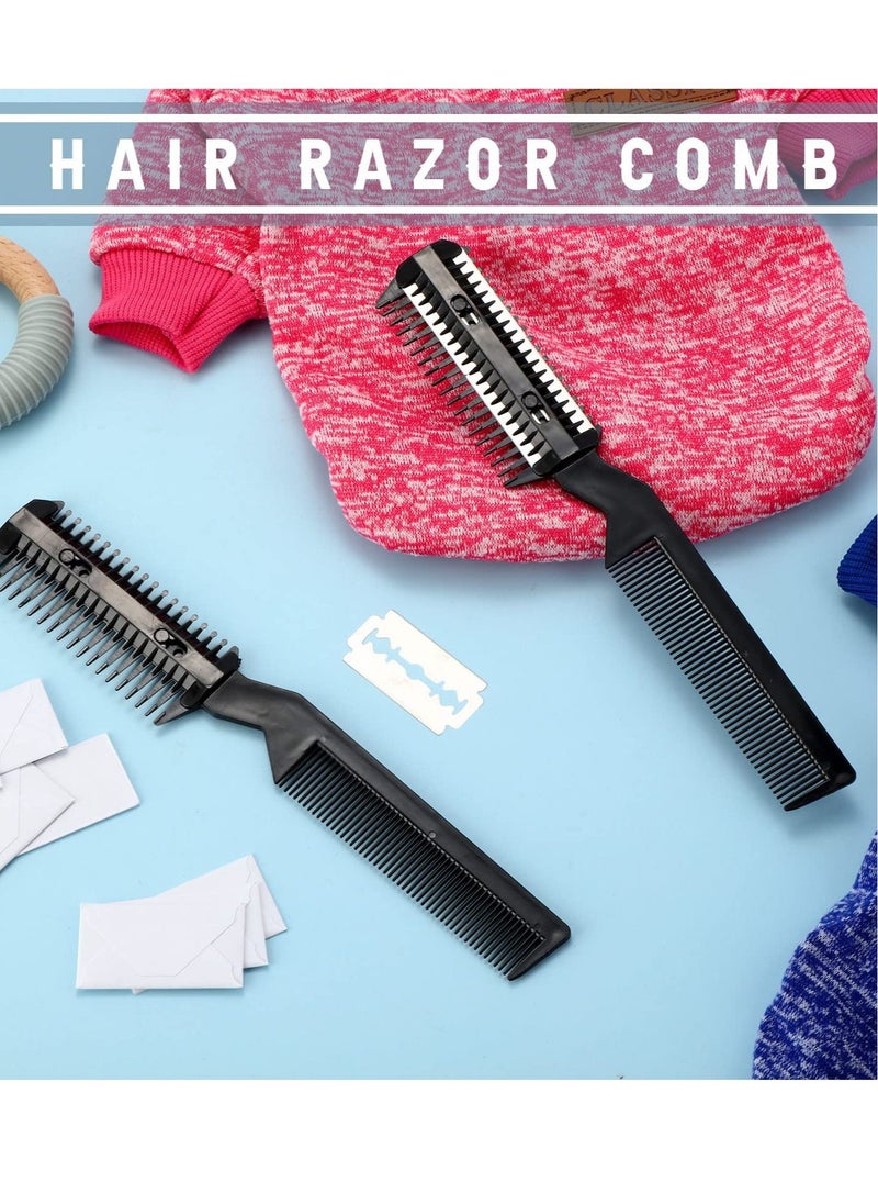 Excefore - Dogs Hair Grooming Trimmer Comb, 10 Pieces Razor Comb, with 20 Extra Blades Manual Dog Hair Trimmer Comb Double Edge Razor for Cats and Dogs With All Hair Types (Black) - Image 1