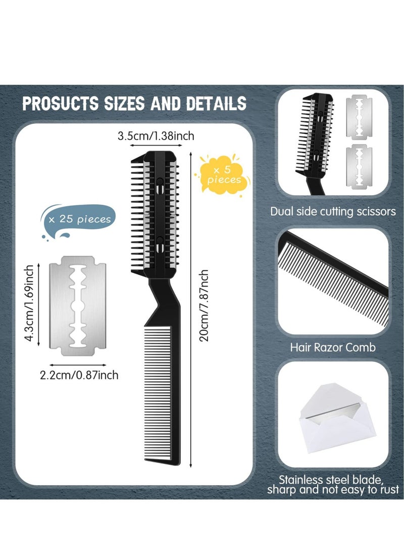 Excefore - Dogs Hair Grooming Trimmer Comb, 10 Pieces Razor Comb, with 20 Extra Blades Manual Dog Hair Trimmer Comb Double Edge Razor for Cats and Dogs With All Hair Types (Black) - Image 1