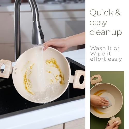 Lifelong Forged Kadhai 24cm Glass Lid | 2.5L, 1.3Kg | Ceramic Coated | Gas & Induction Compatible | Even Heat Distribution,Teflon Free, Non-Stick, & Durable | Perfect for Cooking, Searing & Stewing - Image 4