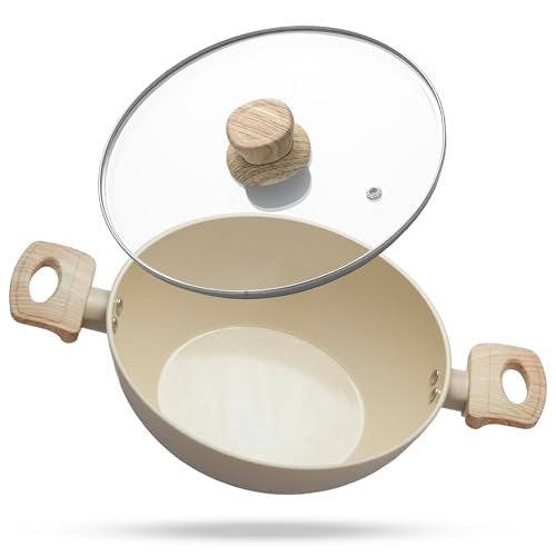 Lifelong Forged Kadhai 24cm Glass Lid | 2.5L, 1.3Kg | Ceramic Coated | Gas & Induction Compatible | Even Heat Distribution,Teflon Free, Non-Stick, & Durable | Perfect for Cooking, Searing & Stewing - Image 1