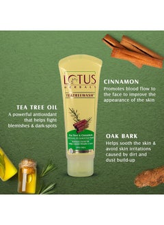 LOTUS HERBALS Teatreewash Face Wash | With Tea Tree Oil & Cinnamon | Anti Acne | Oil Control | For Oily Skin | 120Ml  - Image 3