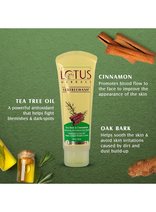 LOTUS HERBALS Teatreewash Face Wash | With Tea Tree Oil & Cinnamon | Anti Acne | Oil Control | For Oily Skin | 120Ml  - Image 3