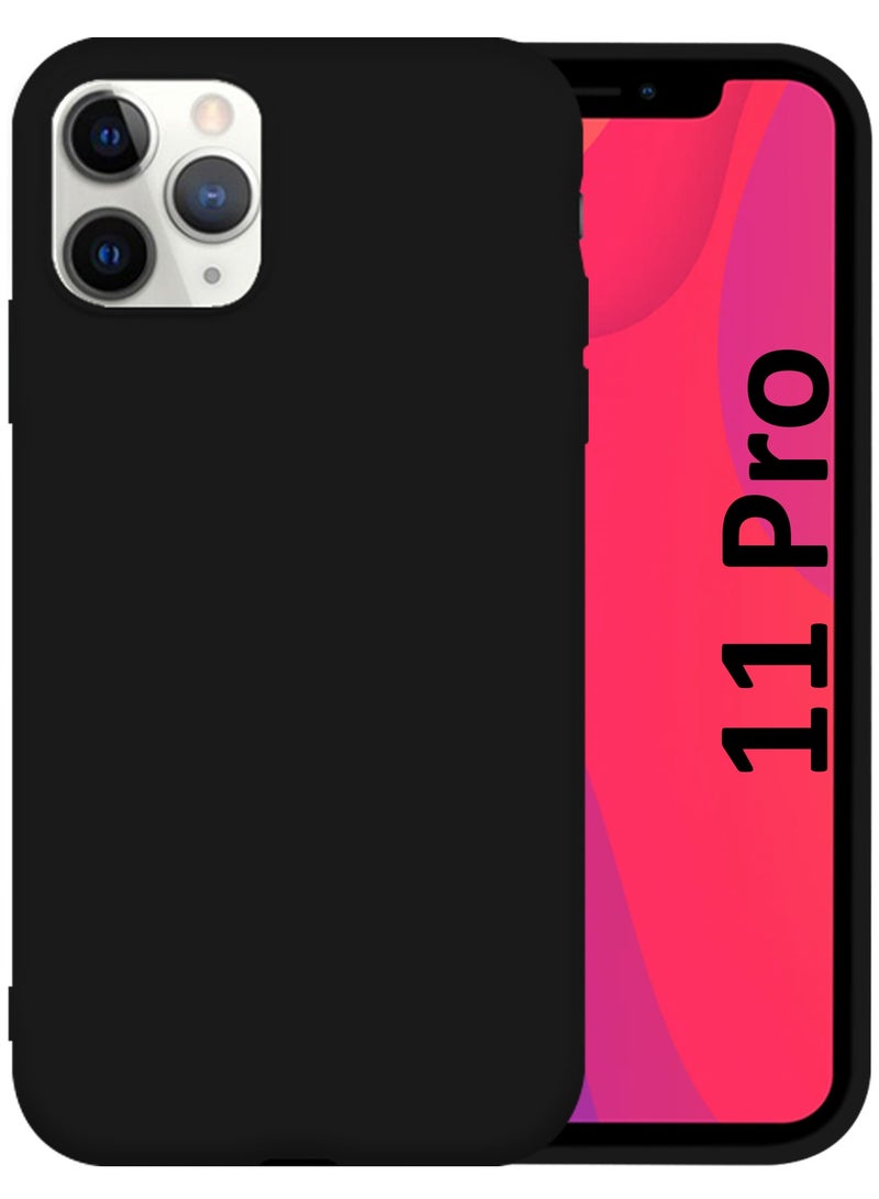 CATANES Soft Silky Silicone Case Cover for Apple iPhone 11 Pro - Full Body Protection - Black - Image 1
