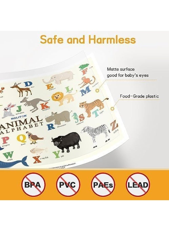 ماليتون Disposable Placemats for Baby, Kids Placemats for Dining Table, Restaurants, Travel, 12 x 18 Baby Place Mats with 4 Designs, 40 Pack Waterproof Stick-On Mats for Toddler(Individual Package) - Image 4