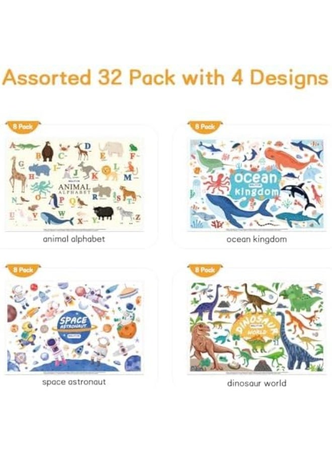 ماليتون Disposable Placemats for Baby, Kids Placemats for Dining Table, Restaurants, Travel, 12 x 18 Baby Place Mats with 4 Designs, 40 Pack Waterproof Stick-On Mats for Toddler(Individual Package) - Image 2