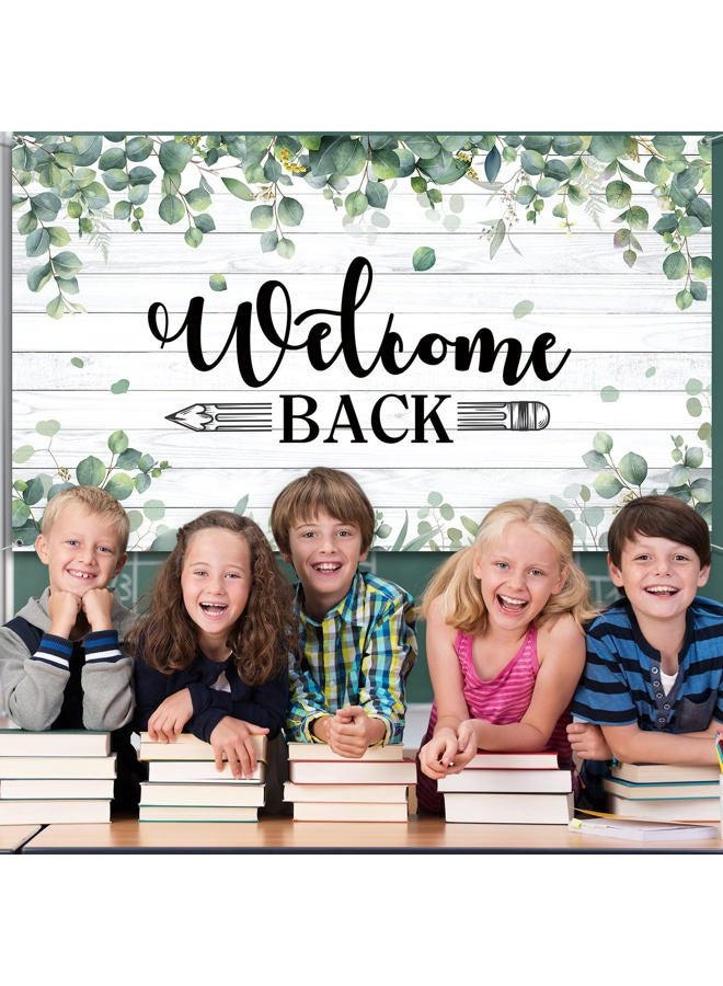 WovWeave Eucalyptus Welcome to School Banner First Day of School Backdrop Banner Large Fabric Welcome Banner Poster Bulletin Board Wall Decoration for School Supplies, 72.8 x 43.3 Inch - Image 4