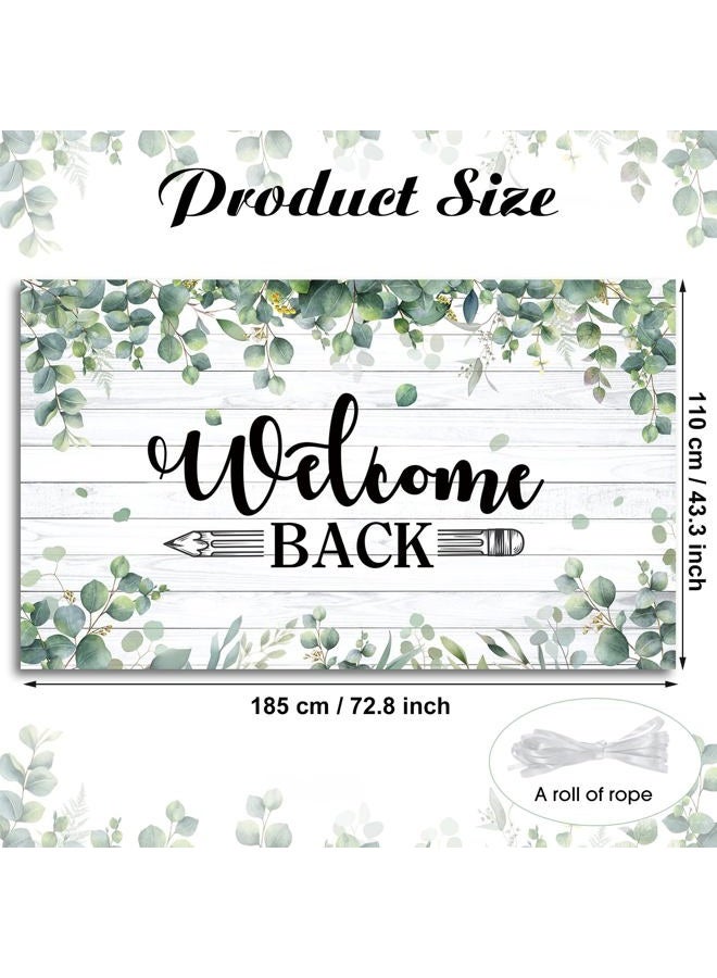 WovWeave Eucalyptus Welcome to School Banner First Day of School Backdrop Banner Large Fabric Welcome Banner Poster Bulletin Board Wall Decoration for School Supplies, 72.8 x 43.3 Inch - Image 2