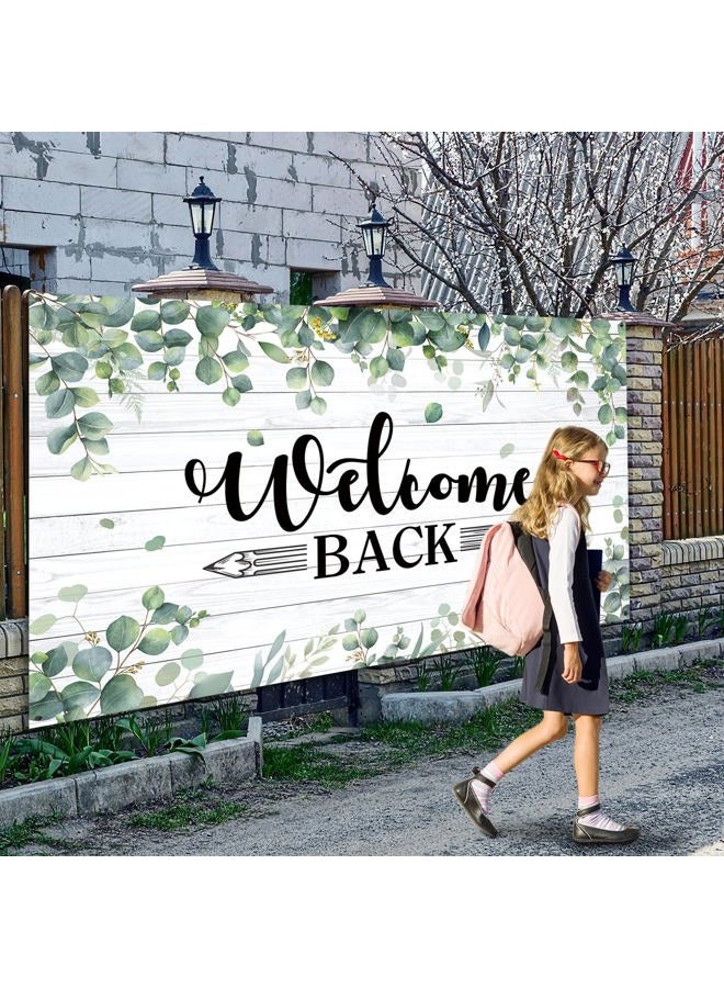 WovWeave Eucalyptus Welcome to School Banner First Day of School Backdrop Banner Large Fabric Welcome Banner Poster Bulletin Board Wall Decoration for School Supplies, 72.8 x 43.3 Inch - Image 5