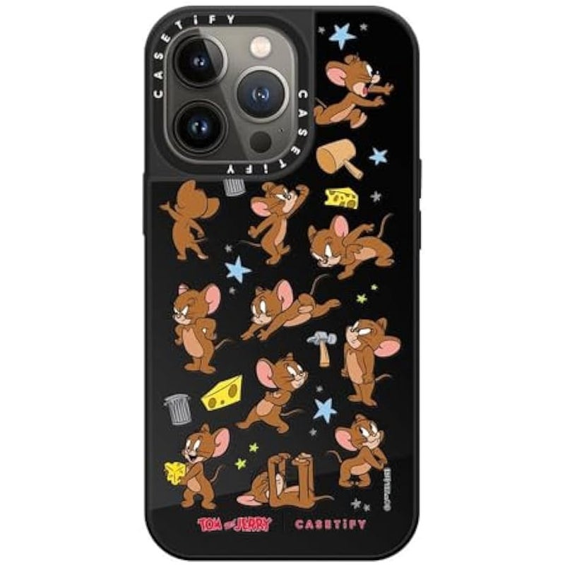 Casetify Mirror Case for iPhone 13 Pro 【Tom and Jerry Colab/Reflective / 4.9ft Drop Protection/Compatible with Magsafe】 - Jerry Pattern - Black on Black - Image 3