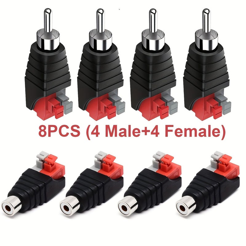 8 قطع محول RCA إلى سلك سماعة، ذكر وأنثى، موصلات كابلات بدون لحام - Image 1