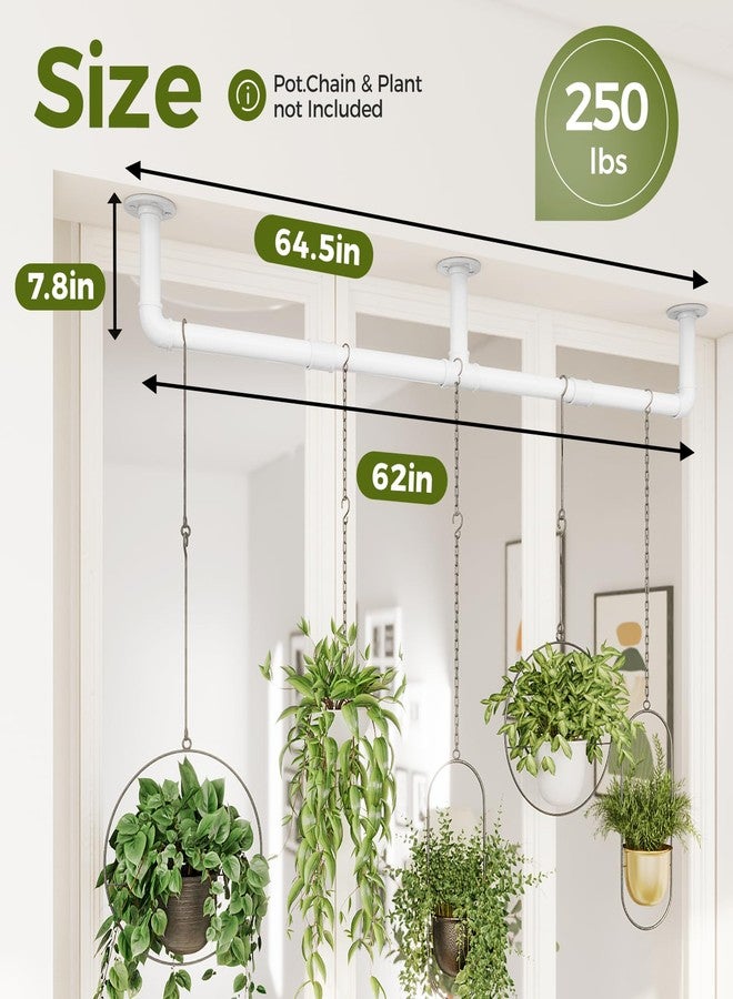 Bamworld Window Plant Hanger Indoor 63in Hanging Planters for Indoor Plants Hanging Plants Holder Hanging Rod Window Plant Shelves Wall Planters Pot/Chain/Plant Not Included (White) - Image 2