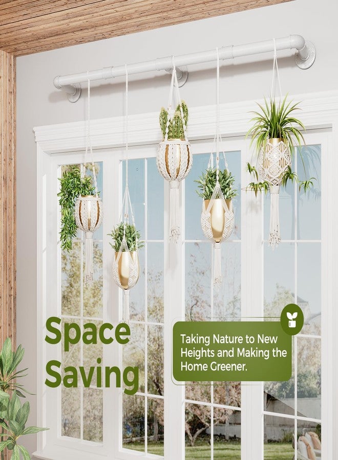 Bamworld Window Plant Hanger Indoor 63in Hanging Planters for Indoor Plants Hanging Plants Holder Hanging Rod Window Plant Shelves Wall Planters Pot/Chain/Plant Not Included (White) - Image 5