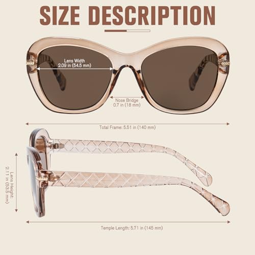 FONHCOO Progressive Multifocal Sunglasses for Women, Stylish Reader Sun Glasses Outdoor Reading Sunglasses UV400 Protection(Brown 2.0) - Image 3