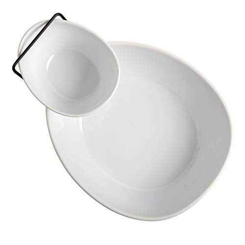 Gibson Home Gracious Dining Dinnerware, 3pc Chip & Dip Set with Metal Rack, White, 101989.03 milliliters - Image 4