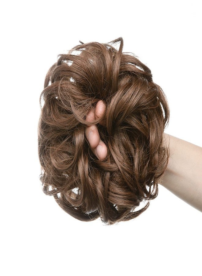 Sankrityayan Large Messy Bun Hair Piece Wavy Curly Light Brown Scrunchies Synthetic Chignon Ponytail Hair Extensions Thick Updo Hairpieces Ideal for Women - Image 3