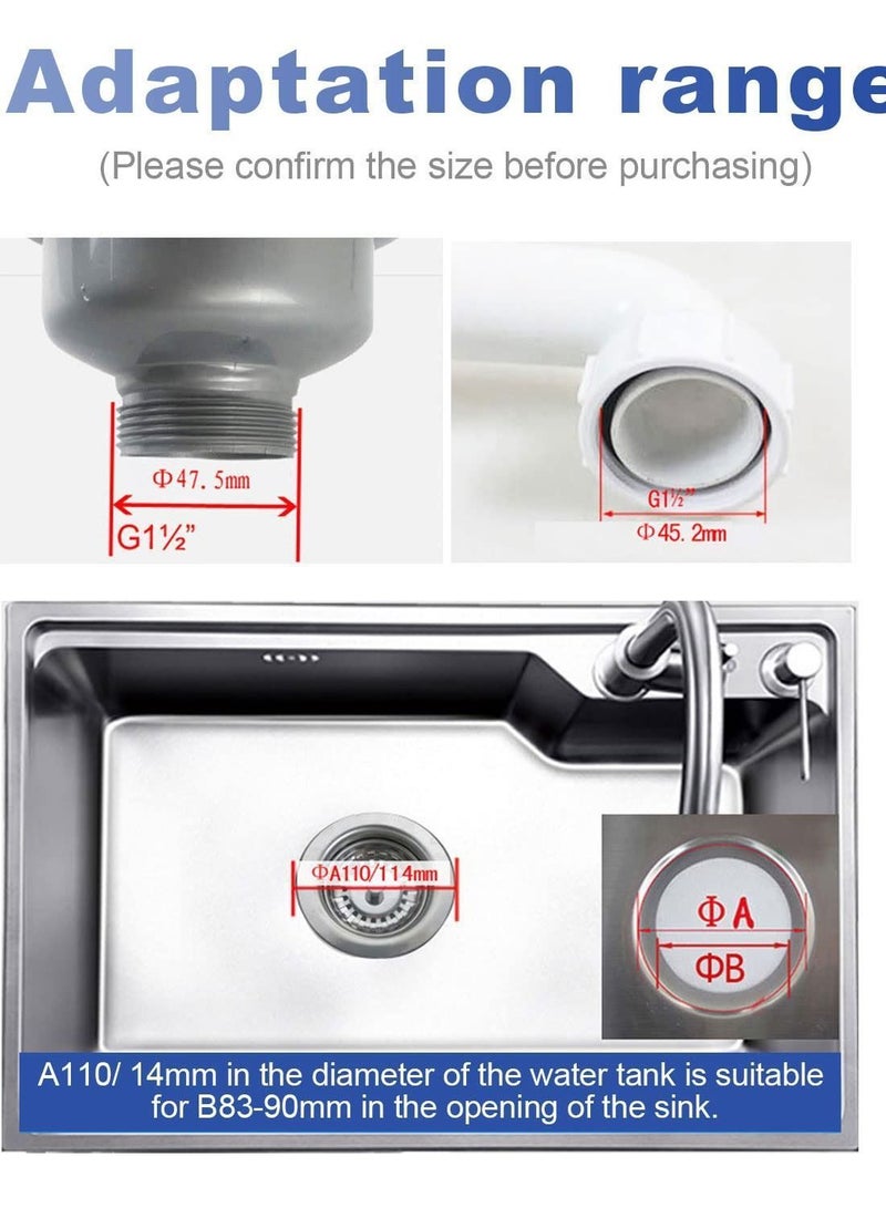 واي آند دي Kitchen Sink Collection, Stainless Steel Strainer, Basket, Waste Plug Accessories, Drain Strainer Assembly（114mm） - Image 5
