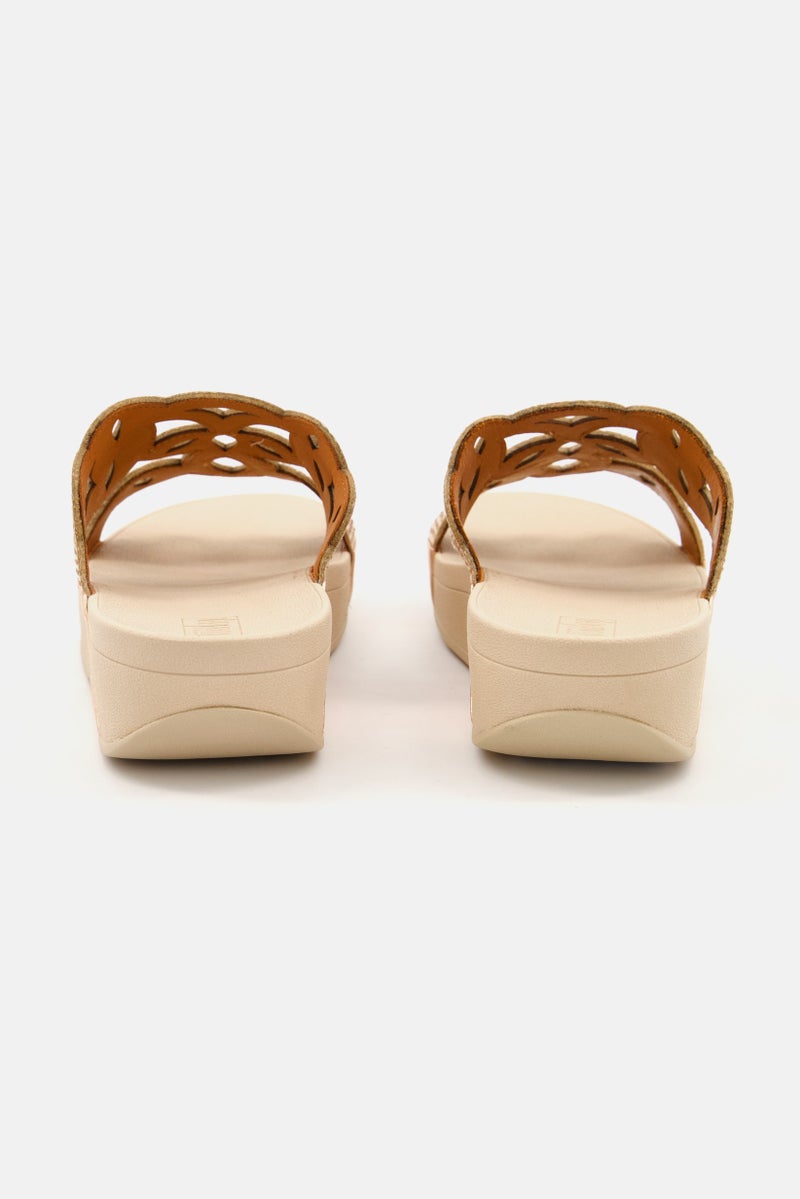 FitFlop Women Embellished Elora Crystal Slides, Beige/Rose Gold - Image 3