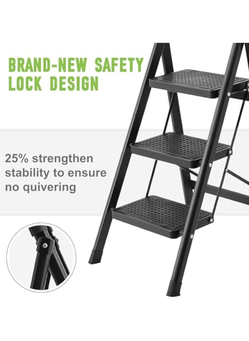 ACPLAY 5 Steps Foldable Ladder, Aluminum Home Ladder Folding Step Stool with Wide Anti-Slip Pedal, Foldable Step Stool for Home,Kitchen, Garden, Office  - Image 2