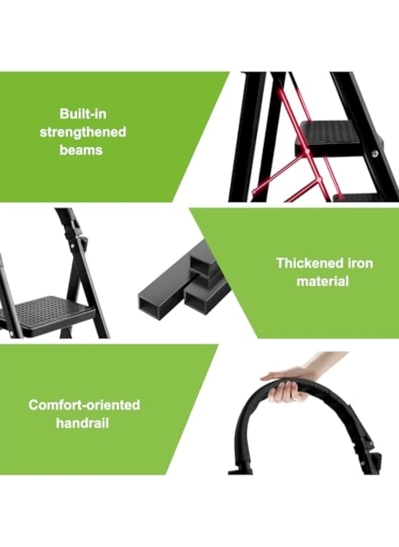 ACPLAY 5 Steps Foldable Ladder, Aluminum Home Ladder Folding Step Stool with Wide Anti-Slip Pedal, Foldable Step Stool for Home,Kitchen, Garden, Office  - Image 4