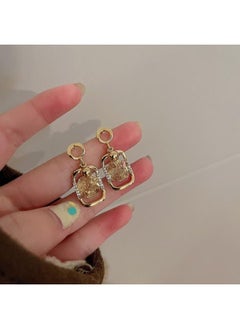 NIBEMINENT French Silver Face Round Bead Elegant Earrings 925 Needle C- Shaped Bean Korean Style Fresh Cold 