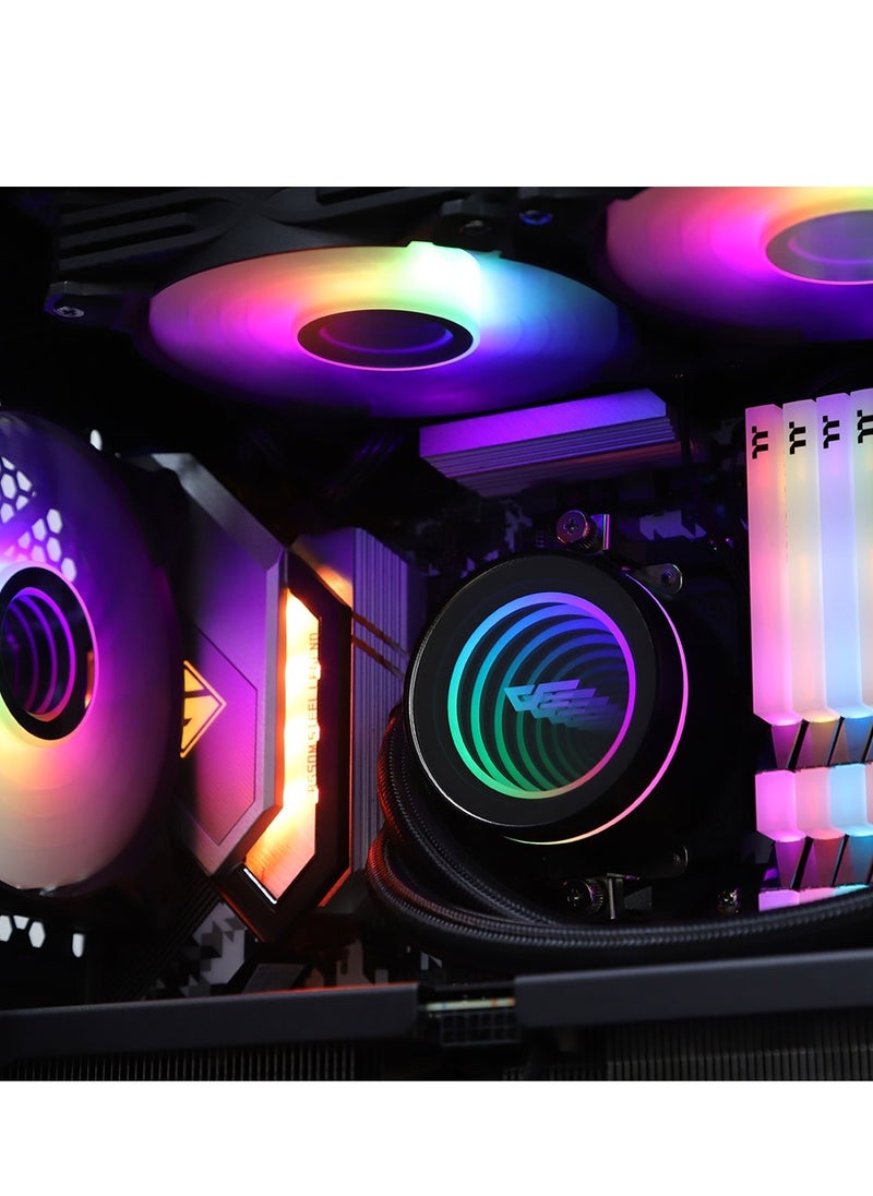 DarkFlash - Darkflash Twister DX120 V2.6 ARG CPU Liquid Cooler, Latest Intel 1700 & AMD5 Support, 1800 RPM, Water Pump Infinity Mirror With 360 Degree Rotation, Low Noise 32dba, PWM  Fan For PC - Image 1