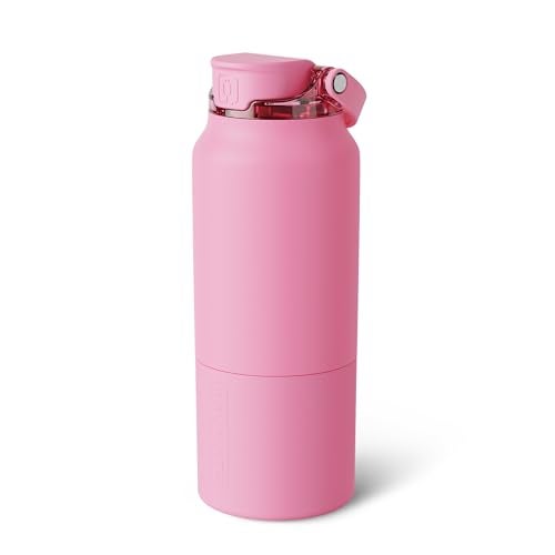 BrÃ¼Mate BrMate Rise 35oz Water Bottle With 100 Leakproof Covered Silicone Straw Insulated Stainless Steel Water Bottle With Removable Straw Fast Flow Soft Sip Silicone Spout BPAFree Primrose - Image 1