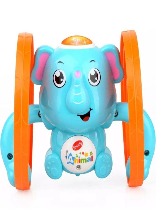 Radhya Accessories Elephant Shape Musical Rolling Toy for Kids Babies Interactive & Musical Key Operated, Sensory Sound Toy for Kids, Travel-Friendly & Safe Gift for Boys & Girls (12 Months+) (Blue) - Image 1