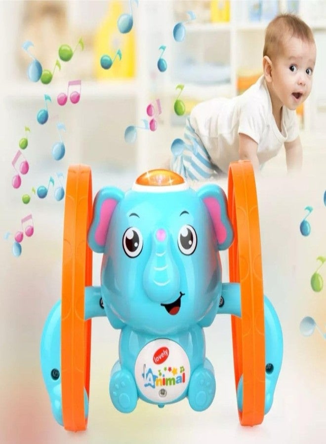 Radhya Accessories Elephant Shape Musical Rolling Toy for Kids Babies Interactive & Musical Key Operated, Sensory Sound Toy for Kids, Travel-Friendly & Safe Gift for Boys & Girls (12 Months+) (Blue) - Image 2