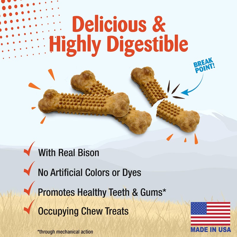 Nylabone Nubz Wild Natural Dog Chew Treats for Small Dogs, Long Lasting Dog Chew Bones Made in USA, Bison Flavor, for Dogs Up to 25 lbs. (12 Count) - Image 2