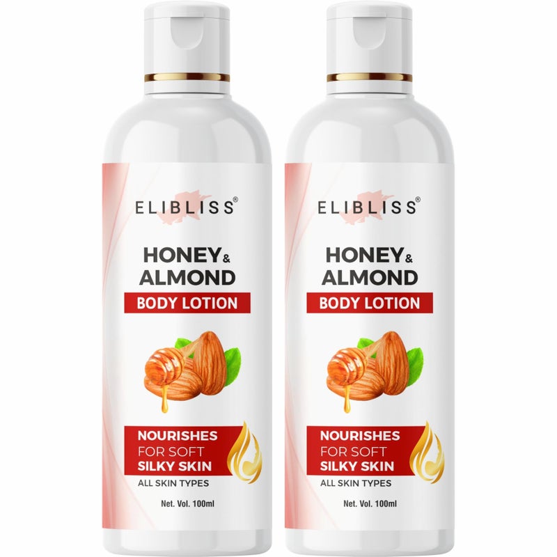 Elibliss Honey & Almond Body Lotion, 100ml, Nourishes for Soft Silky Skin, All Skin Types