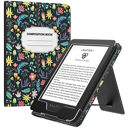 MoKo Case for All-New 6" Kindle(11th Generation, 2024/2022 Release)/(10th/8th Gen, 2019/2016), Ultra Lightweight PU Shell Cover with Auto Wake/Sleep for Kindle 2024, Colorful Flowers - Image 1