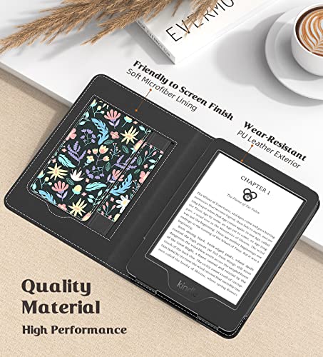 MoKo Case for All-New 6" Kindle(11th Generation, 2024/2022 Release)/(10th/8th Gen, 2019/2016), Ultra Lightweight PU Shell Cover with Auto Wake/Sleep for Kindle 2024, Colorful Flowers - Image 4
