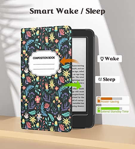 MoKo Case for All-New 6" Kindle(11th Generation, 2024/2022 Release)/(10th/8th Gen, 2019/2016), Ultra Lightweight PU Shell Cover with Auto Wake/Sleep for Kindle 2024, Colorful Flowers - Image 5