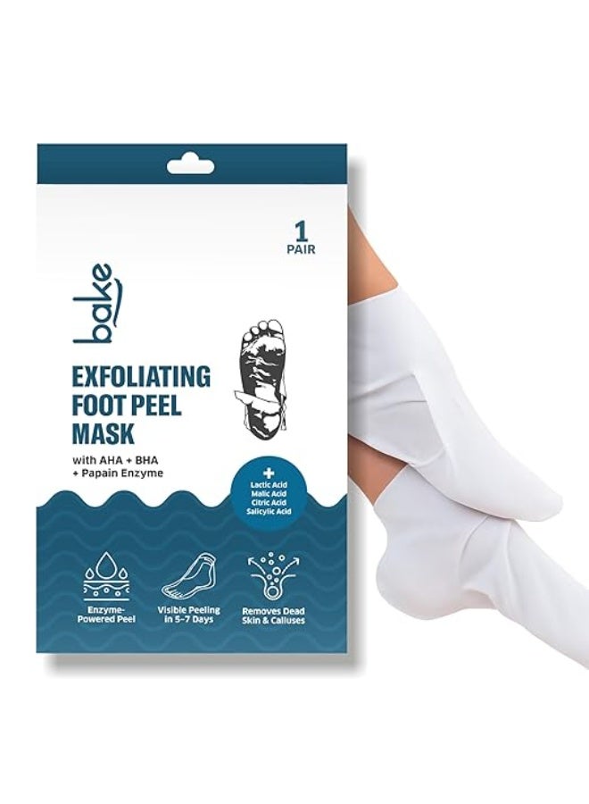 BAKE AHA + BHA Foot Peeling Mask | Reduces Dry Skin & Hard Calluses| Exfoliates,Moisturizes & Hydrates Feet | Nourishing Foot Mask | Fits Like Socks | For Men & Women - Image 1
