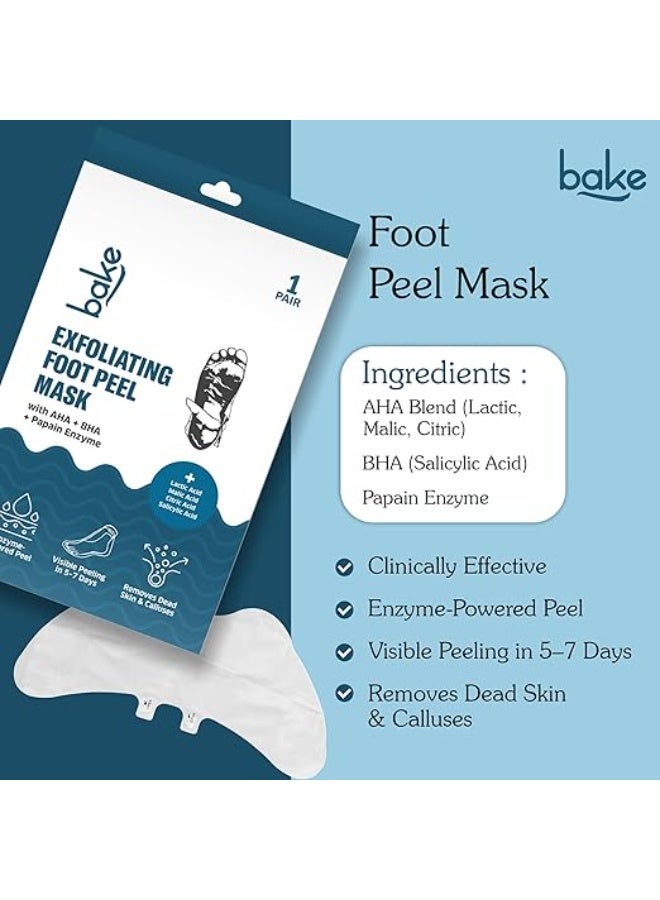 BAKE AHA + BHA Foot Peeling Mask | Reduces Dry Skin & Hard Calluses| Exfoliates,Moisturizes & Hydrates Feet | Nourishing Foot Mask | Fits Like Socks | For Men & Women - Image 3