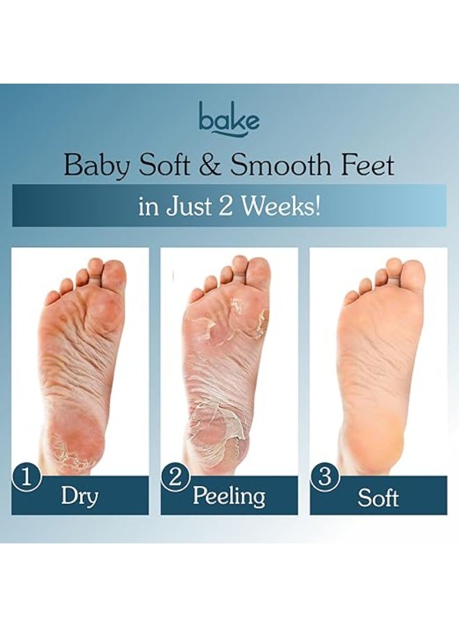 BAKE AHA + BHA Foot Peeling Mask | Reduces Dry Skin & Hard Calluses| Exfoliates,Moisturizes & Hydrates Feet | Nourishing Foot Mask | Fits Like Socks | For Men & Women - Image 2