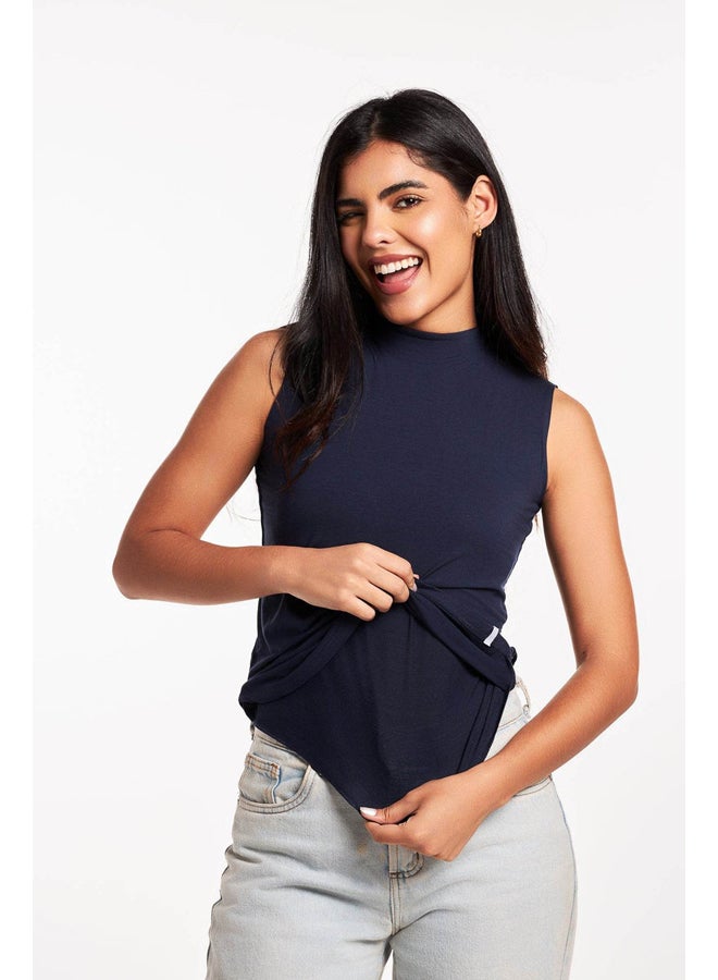 Breathe double layer sleeveless undershirt women-Navy Blue