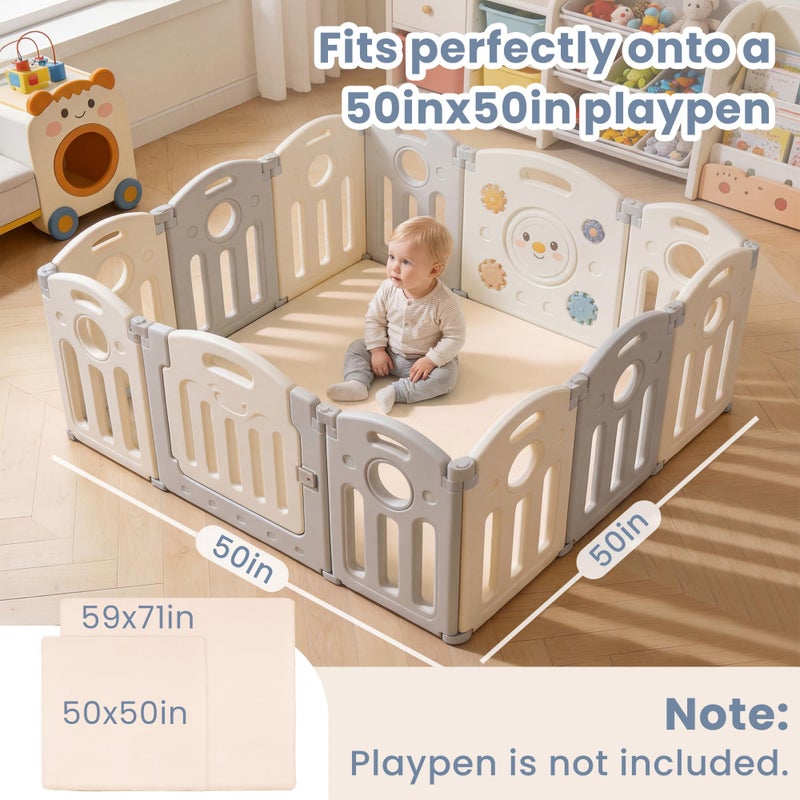 ACOMOPACK 1.3" Thick Baby Play Mat for Floor 50x50"-Memory Foam Water-Repellent Playpen Mat for Tummy Time,Non-Slip Soft Velvet Nursery Rug for Kids,Toddlers,Infants Crawlingï¼ˆBlushï¼‰ - Image 2