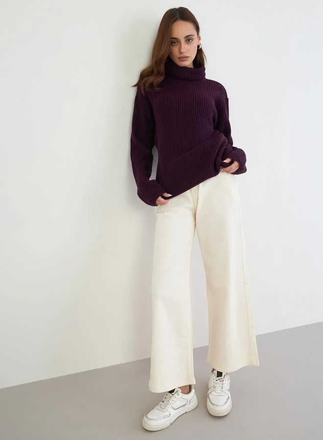 ستايلي سويتر محبوك طويل بقصة عادية