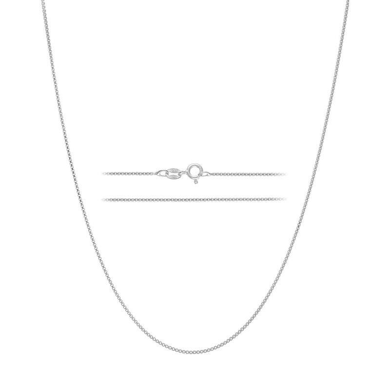 KISPER 925 Solid Sterling Silver 1mm Dainty Thin Box Chain Necklace for Women, Italian Made Tarnish Resistant Waterproof Hypoallergenic, 14 16 18 20 22 24 30 inches - Image 1