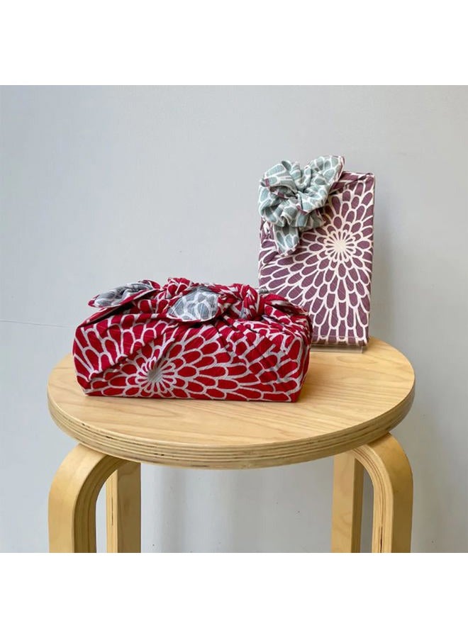 IPPINKA Japanese Reversible Furoshiki, Traditional Wrapping Cloth for Lunchbox or Gifts, 18.9 x 18.9 in - Gourd/Dragon Scale Pattern, Green/Navy - Image 2