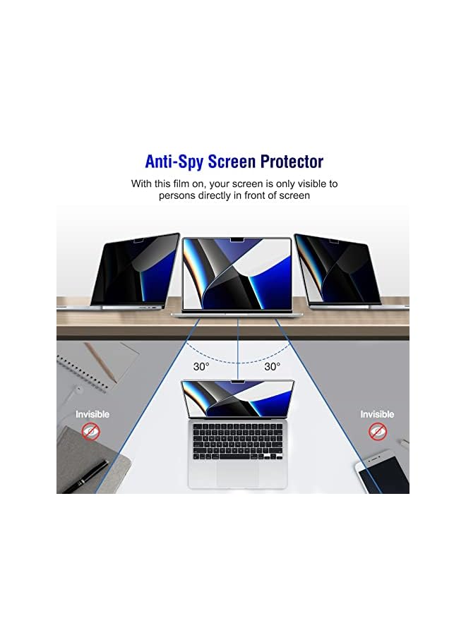 Procases Privacy Screen Protector for MacBook Pro 14.2/14 Inch 2023/2022 2021 Model A2779 / A2442, Anti-Spy Tempered Glass Tinted Screen Film Guard for MacBook Pro with M2 M1 Pro/Max Chip Touch ID - Image 4