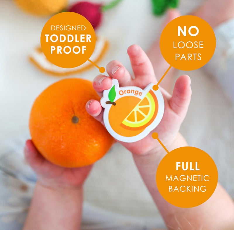 Curious Columbus Toddler Magnets â€“ Set of 52 Fridge Magnets for Kids â€“ Includes 26 Large Foam Food Pieces and 26 ABC Alphabet Letters for Learning and Play - Image 5