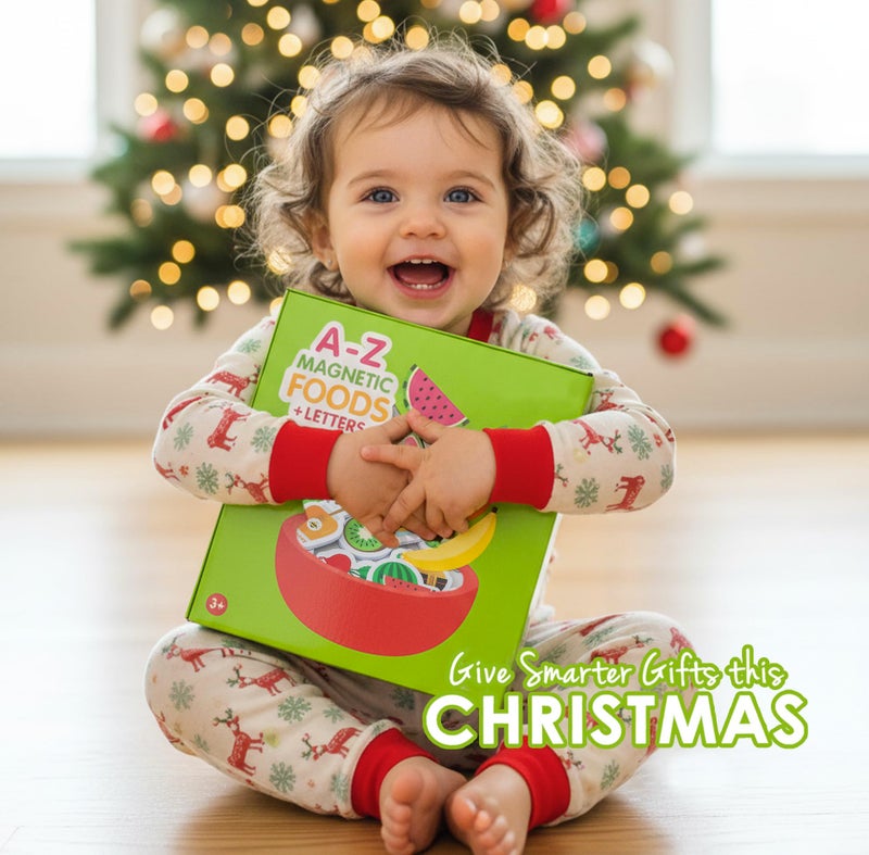 Curious Columbus Toddler Magnets â€“ Set of 52 Fridge Magnets for Kids â€“ Includes 26 Large Foam Food Pieces and 26 ABC Alphabet Letters for Learning and Play - Image 2